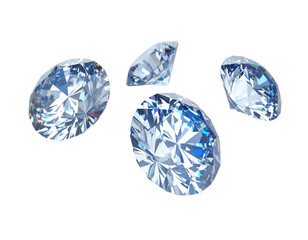 Fototapeta premium Four faceted diamonds, various cuts, floating in air