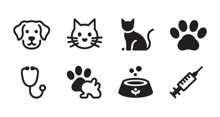 Pet Animal Veterinary Icons Collection