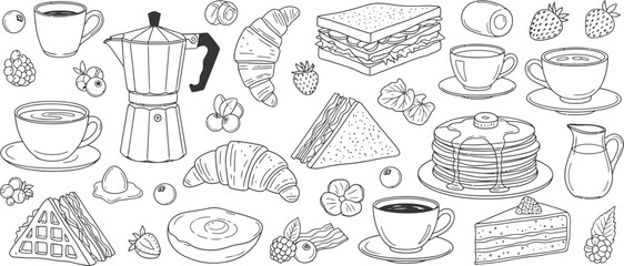 La Dolce Vita Breakfast Doodles - Hand-Drawn Food & Coffee Icons