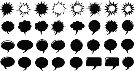 Comic Burst & Speech Bubble Silhouettes - Pop Art Vector Set