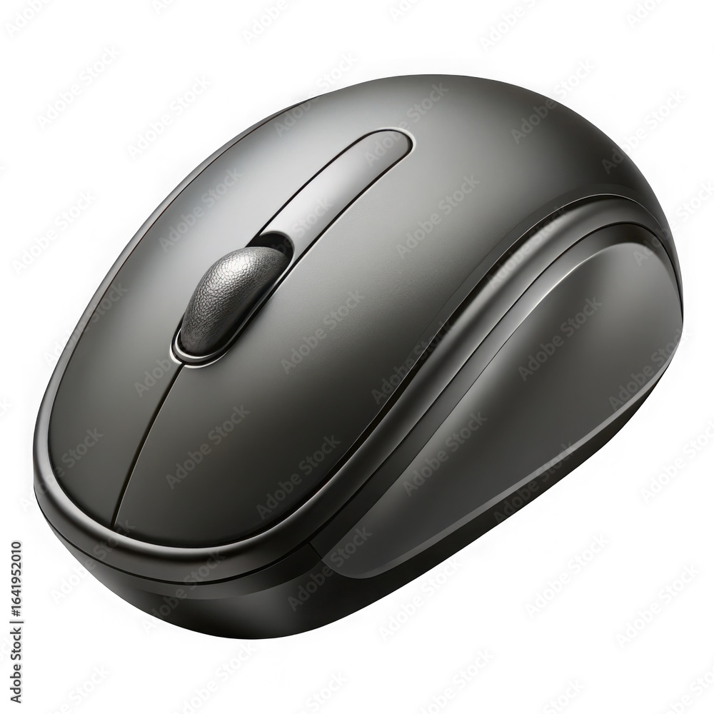Poster 3d wireless computer mouse ergonomic design isolated on transparent background