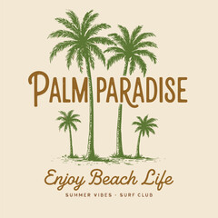Obraz premium Palm paradise beach life illustration