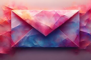 Abstract watercolor envelope art for email marketing campaign and digital communication design concept image