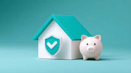 Protecting your home and finances: A visual representation of home security and financial stability, with a house and piggy bank