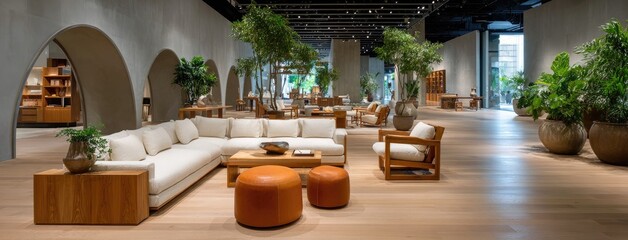 The living room showcases a plush armchair, a cozy rug, and decorative plants, filled with soft daylight and elegant furnishings