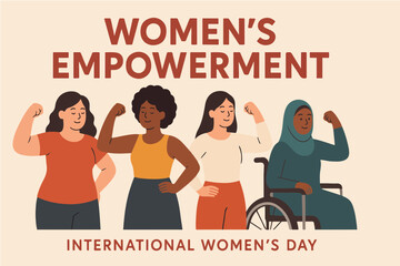 Diverse group of women flexing their muscles celebrating women s empowerment and international women s day