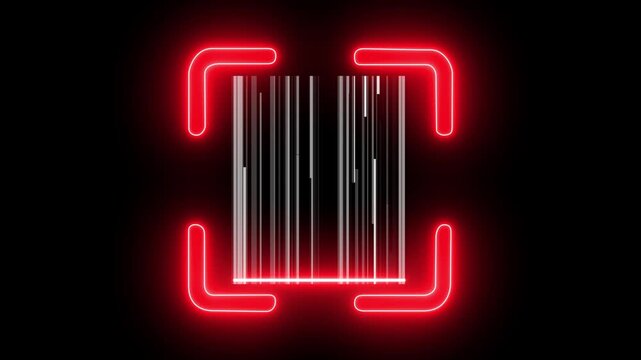 Scanning concept. Neon scanning the QR code icon animation, sweeping light across a barcode.