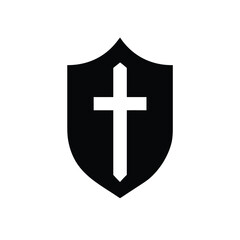 Fototapeta premium Protective Medieval Shield with a Cross Symbol