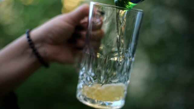 beer being into a mug