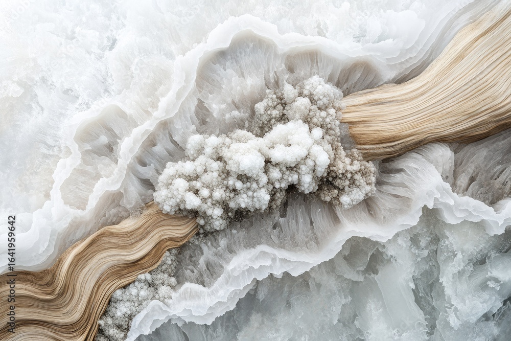 Poster intricate salt formations and wood-like structures create a mesmerizing abstract pattern in this clo