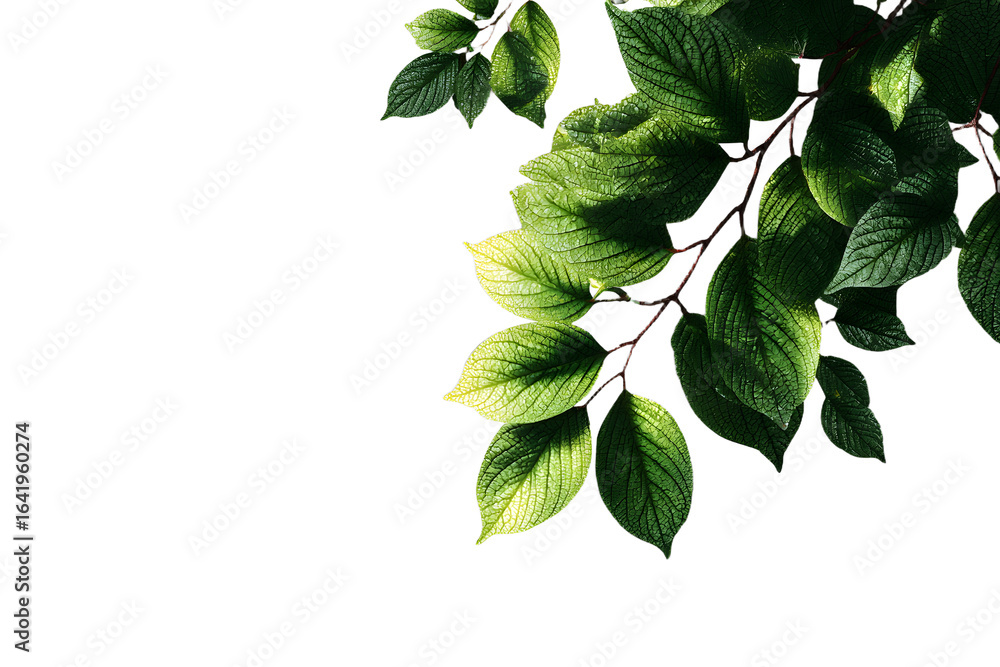 Poster leaves shadow and tree branch isolated on transparent background. natural leaves tree branch dark sh
