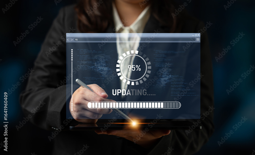 Poster knowledge upgrade and software updates support digital skills growth, competitiveness, and continuou