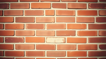 Obraz premium Close-up view of a textured red brick wall with warm vintage tones and even lighting.