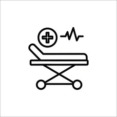 Hospital bed line art isolated on white background isolated on transparent background