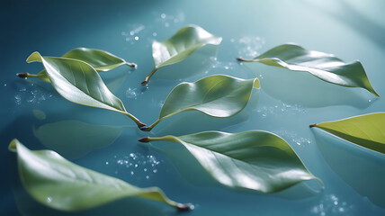 Serene Water Garden Leaves Floating Peacefully Reflecting Soft Light Tranquil Reflections Nature's Delicate Beauty Elegant Simplicity Freshness and Calm