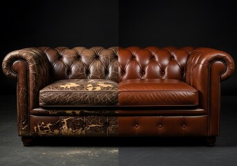 Leather sofa restoration before and after