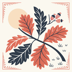 Vector illustration of autumn leaves and acorns, perfect for seasonal designs and decorations