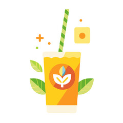 Vector illustration of a refreshing smoothie with a straw, perfect for health-focused beverages and summer menus