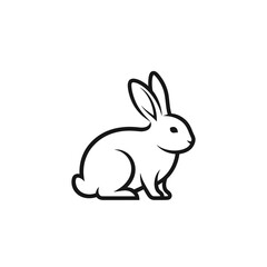 Rabbit illustration line art animals pet vector graphic black white outline illustration design isolated digital image cute adorable mammal