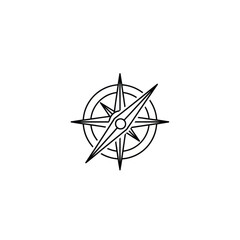 Simple black and white compass rose graphic design illustration for digital design templates print media