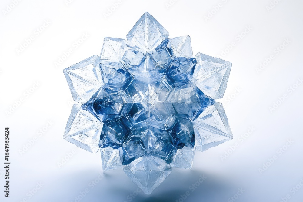 Poster a mesmerizing crystalline structure resembling a snowflake, showcasing intricate geometric patterns 