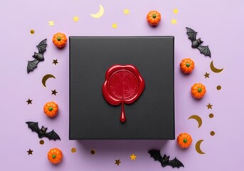 Obraz premium Lavender background featuring a square gift box se