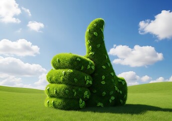 Green thumbs up symbol in nature