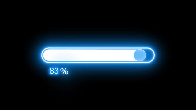 Tech-Themed Glowing Neon Progress Bar Loading Animation in Loop