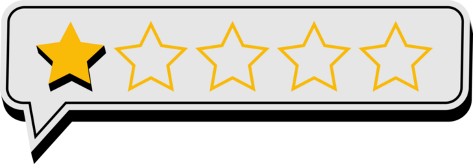 3D One Star Rating Icon Isolated on Transparent Background