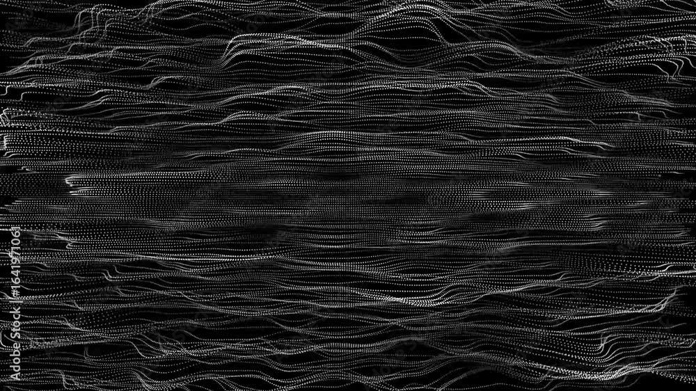 Aufkleber black and white abstraction noise interference. abstract flowing lines and waves. noise, sound, visu