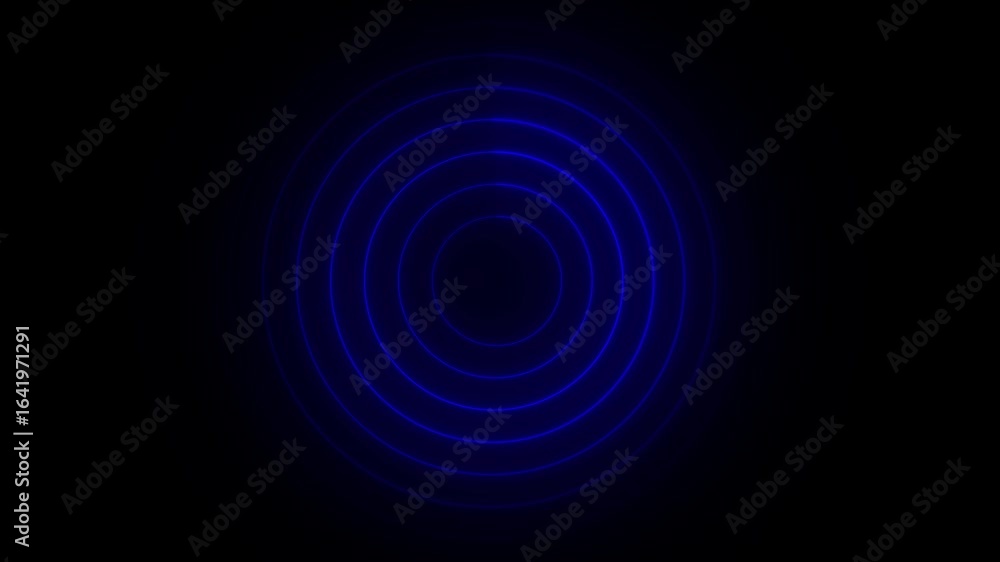 Poster abstract neon blue radio waves. wave diffusion animation, neon radio waves animation, searching proc