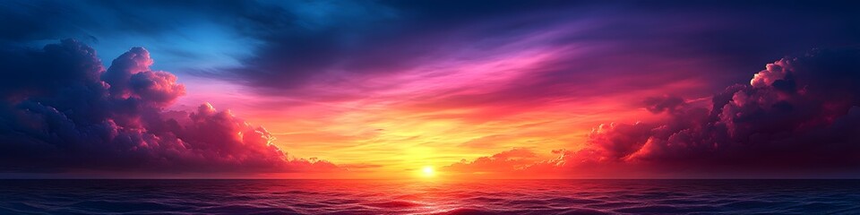 Obraz premium Beautiful ocean sunset wallpaper colorful clouds and sea landscape nature background for websites and blogs