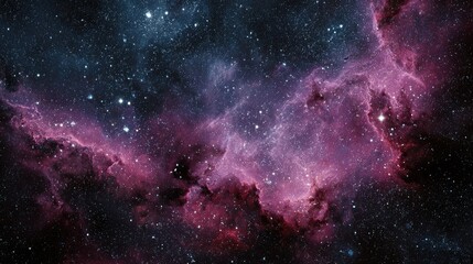 Naklejka premium Vibrant cosmic nebulae with scattered stars.