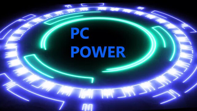 NEON PC POWER abbreviation, modern technology concept. Business, Technology, Internet and network concept. social, and environmental benefits for all stakeholders.