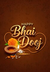 Bhai Dooj celebration card design with festive floral and diya elements for cultural greetings