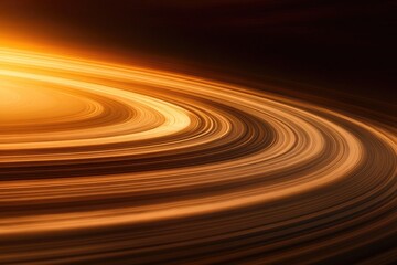 A mesmerizing view of planetary rings, glowing with warm, golden hues against a dark backdrop.