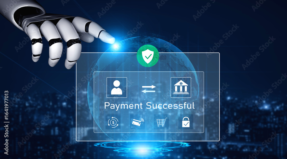 Poster ai confirms secure payment transaction, verifying user identity, processing order, and authorizing c