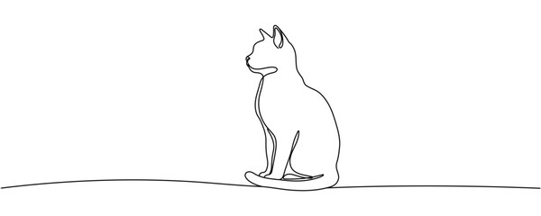 Continuous one line drawing of a cat Editable stroke