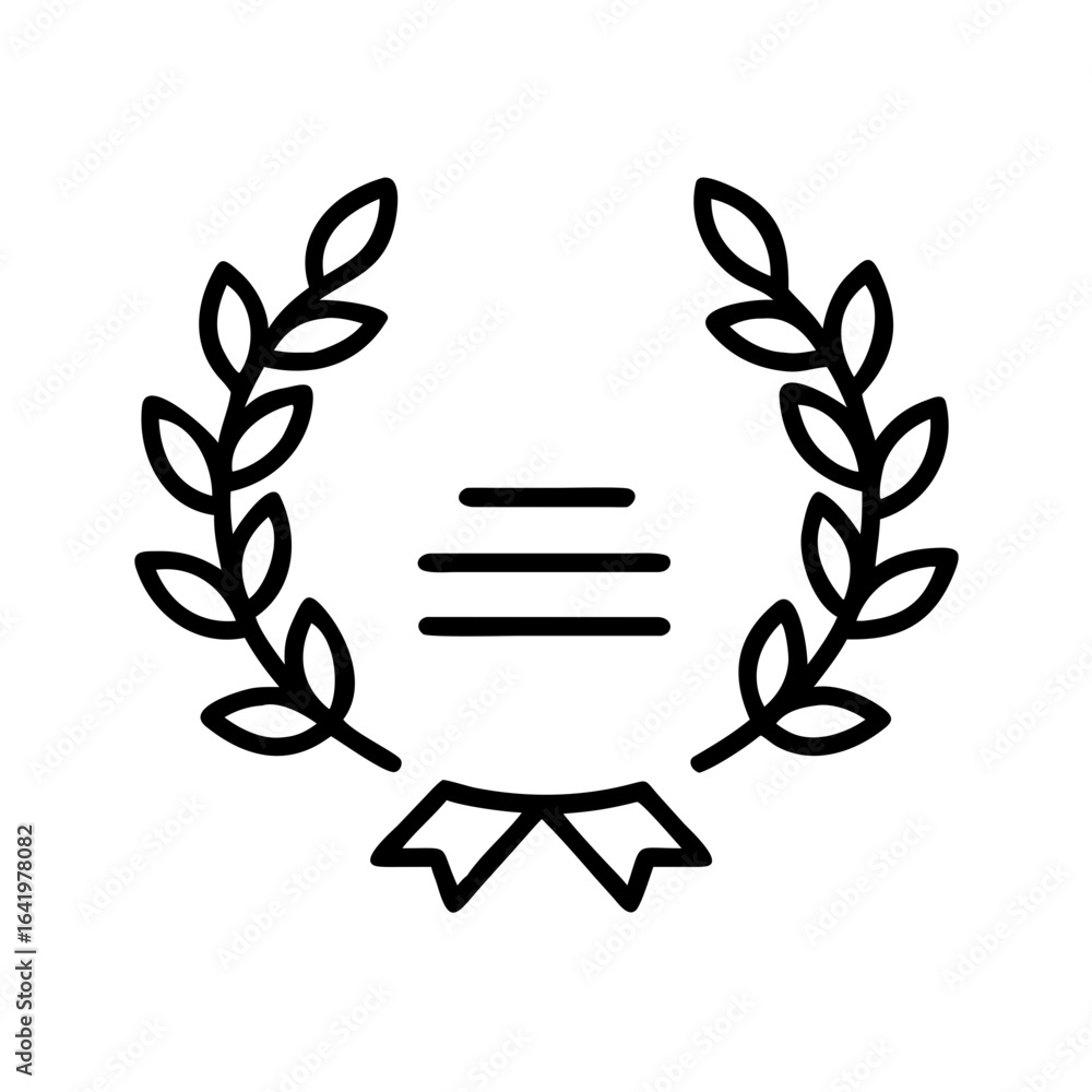 Aufkleber illustration of a laurel wreath with a ribbon and horizontal lines in the center design element