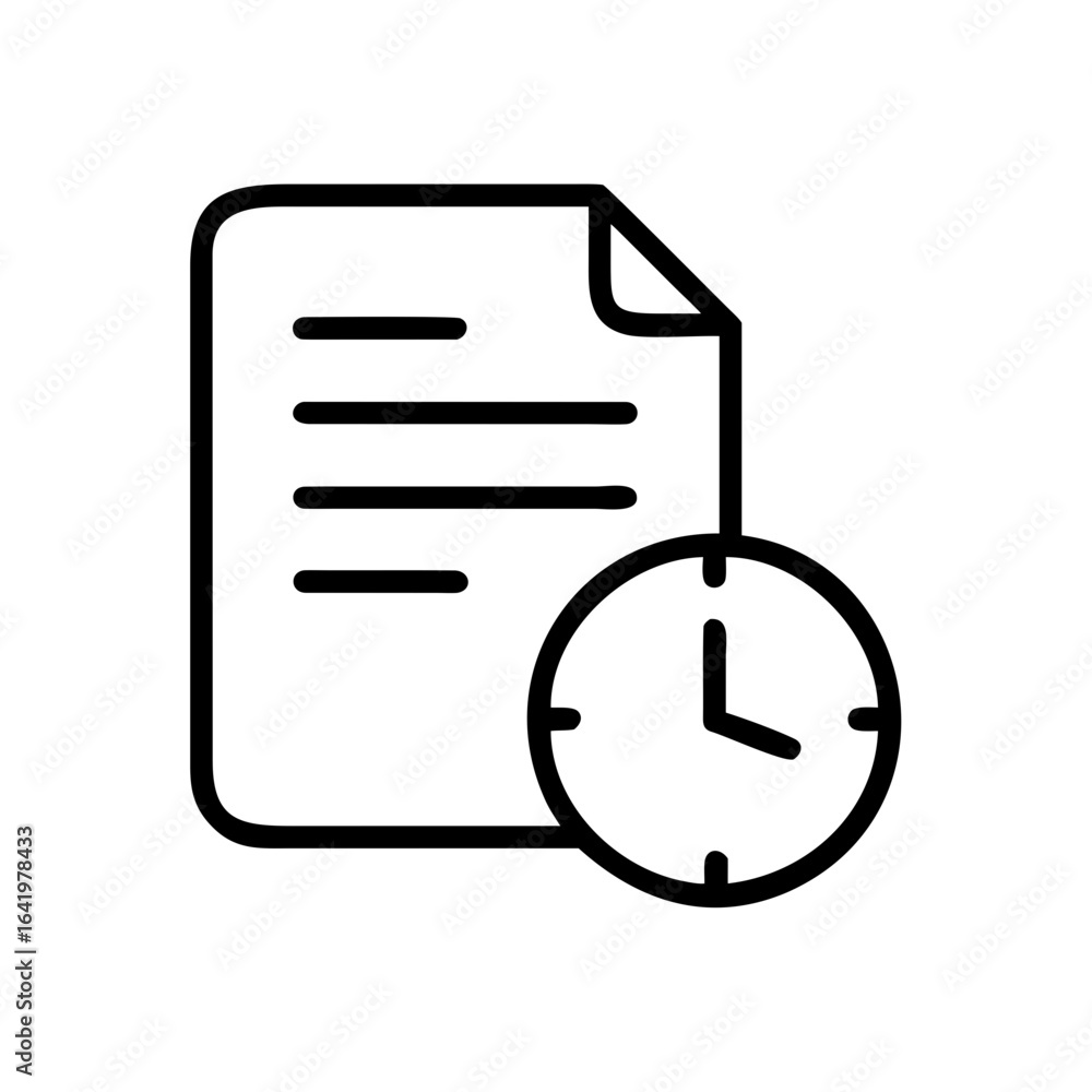 Poster illustration of a document with text lines and a clock indicating a deadline or time constraint task