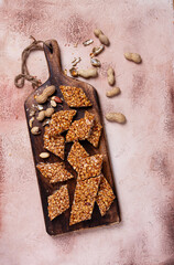 kozinaki with peanuts, dessert, gozinaki, traditional Georgian cuisine, no people,