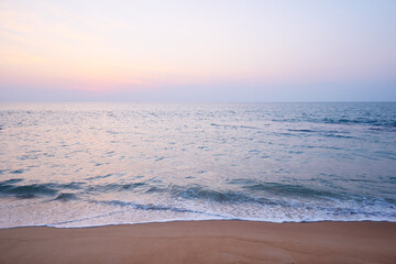 Beautiful landscape. Sunset light on the sea shore.