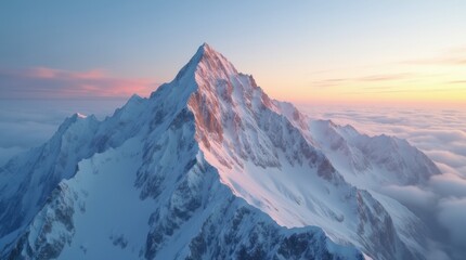 Majestic snowy mountain sunrise with golden alpenglow and drifting clouds for epic nature travel and background videos