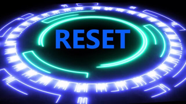 NEON RESET abbreviation, modern technology concept. Business, Technology, Internet and network concept. social, and environmental benefits for all stakeholders.
