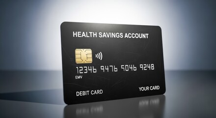 Health Savings Account Debit Card Mockup on Dark Background for Finance and Healthcare Concepts