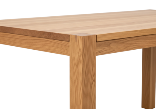 Photo of close up shot of a wooden table showing the beautiful grain and texture of the natural wood in a well lit room isolated on transparent background - Powered by Adobe