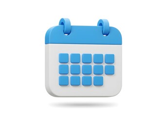 Blue calendar grid icon isolated on white background. Digital scheduling tool perfect for
time management, planning, organization and productivity concepts.