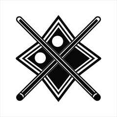 Pool Billiards Racked Balls and Cue Sticks Silhouette Vector