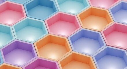 A Colorful Arrangement of Hexagonal Cells in a Repeating Pattern
