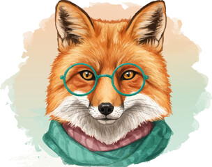 Portrait of a Fox with Glasses